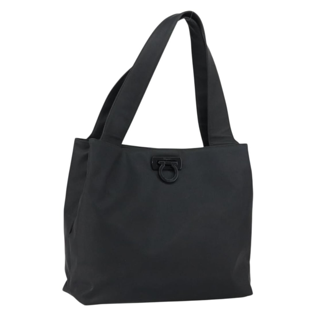 Salvatore Ferragamo Black Silver Nylon Tote Bag Auth 154520: Salvatore Ferragamo Black Silver Nylon Tote Bag Auth 154520 This Salvatore Ferragamo tote bag is crafted from black nylon with silver-tone accents. Designed for women, it features a spacious interior 