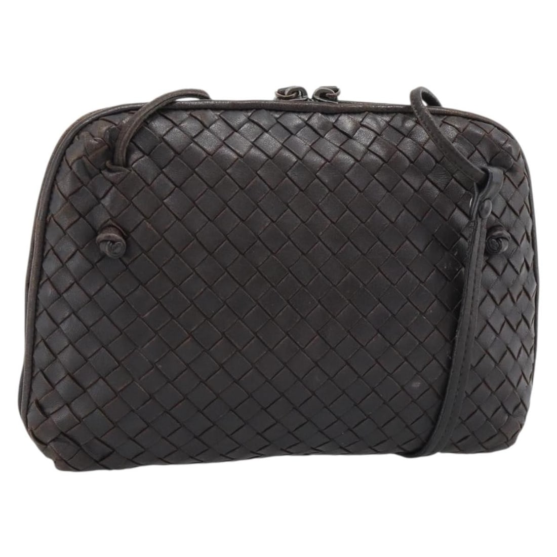 Bottega Veneta Intrecciato Leather Shoulder Bag Brown Silver Tone: Bottega Veneta Intrecciato Leather Shoulder Bag Brown Silver Tone Bottega Veneta Intrecciato shoulder bag in brown leather with silver-tone metal fittings. Made in Italy, this bag features a shoulder 