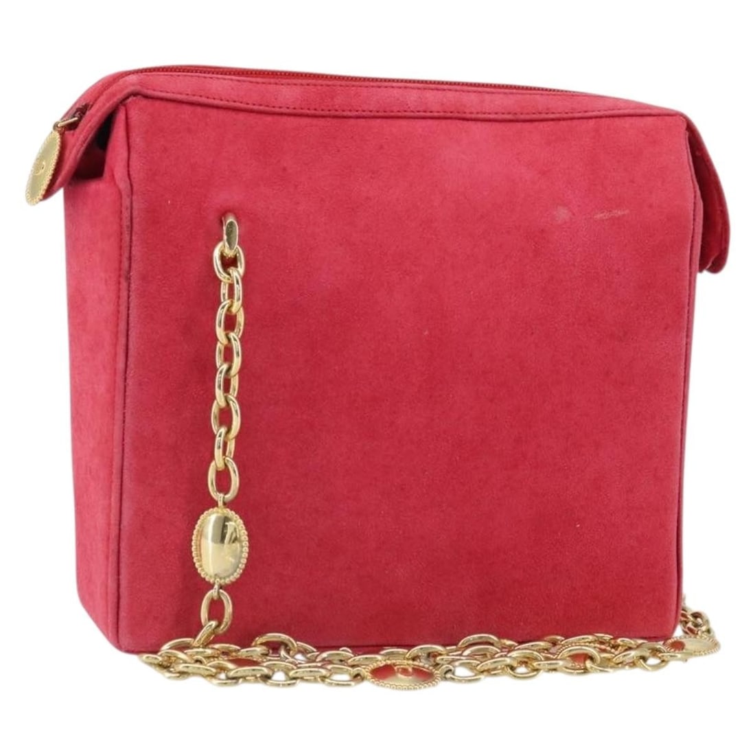 Christian Dior Pink Suede Chain Shoulder Bag with Dust Bag Card: Christian Dior Pink Suede Chain Shoulder Bag with Dust Bag Card A Christian Dior shoulder bag crafted in suede with a pink and gold colorway. It is a women's bag made in France and comes with a dust b