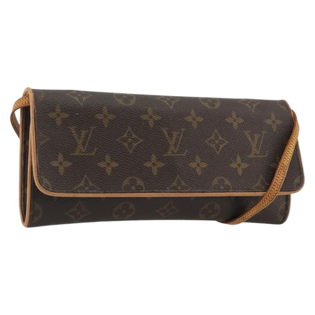 Louis Vuitton M51852 Pochette Twin GM Monogram Canvas Shoulder Bag: Louis Vuitton M51852 Pochette Twin GM Monogram Canvas Shoulder Bag Louis Vuitton Monogram Pochette Twin GM shoulder bag in Monogram Canvas, made in France. This women's shoulder bag measures approxima