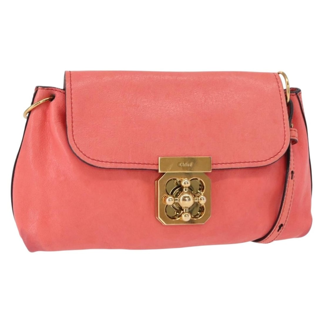 Chloe Elsie Pink Gold Leather Shoulder Bag Made in Italy: Chloe Elsie Pink Gold Leather Shoulder Bag Made in Italy Chloe Elsie shoulder bag in pink and gold leather, made in Italy. The bag features a shoulder strap with an approximate drop of 47 to 55 cm and