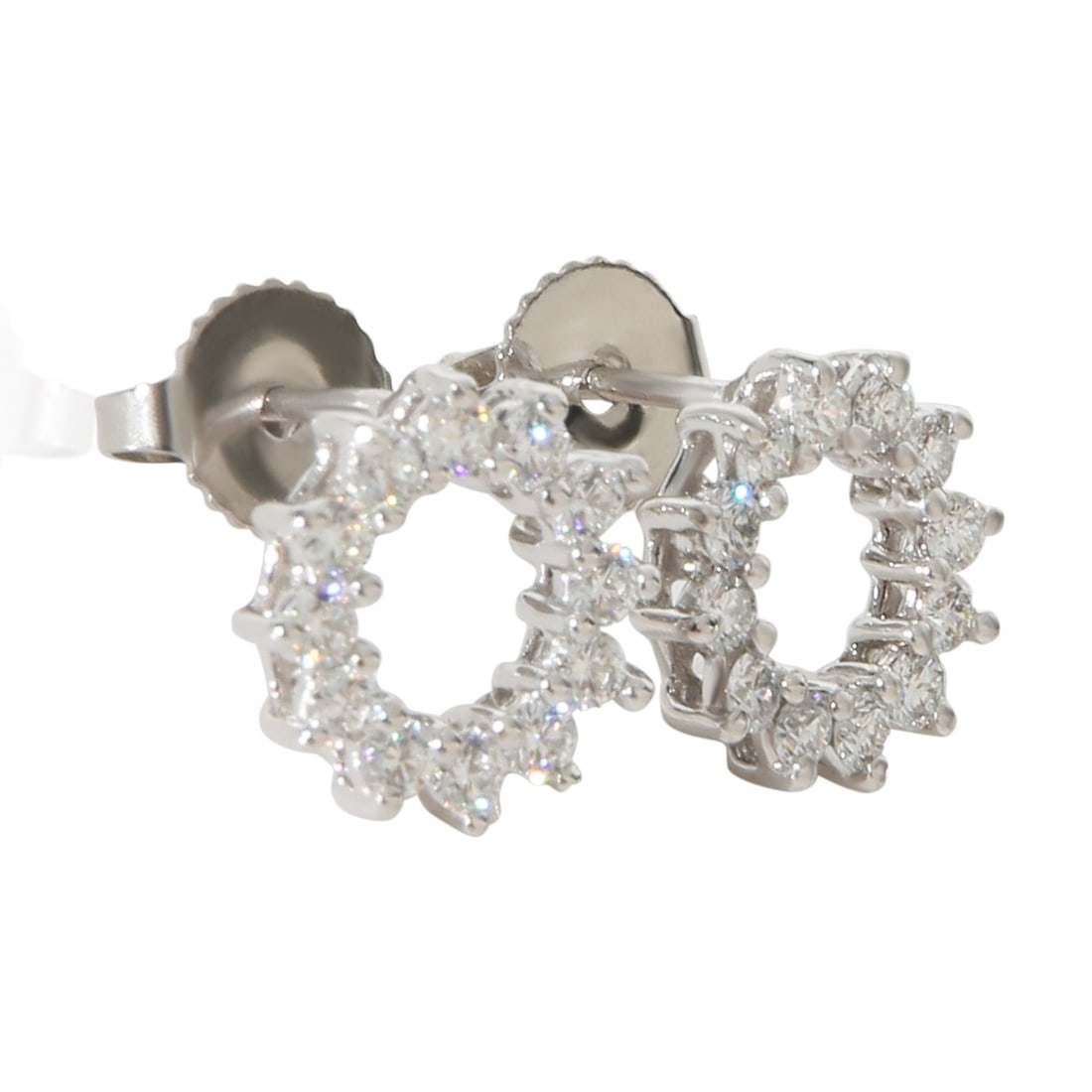 Tiffany & Co. Open Circle Platinum Diamond Earrings: Tiffany & Co. Open Circle Platinum Diamond Earrings These Tiffany & Co. Open Circle earrings are crafted from platinum and feature round brilliant diamonds with a total carat weight of 0.46. The diamo