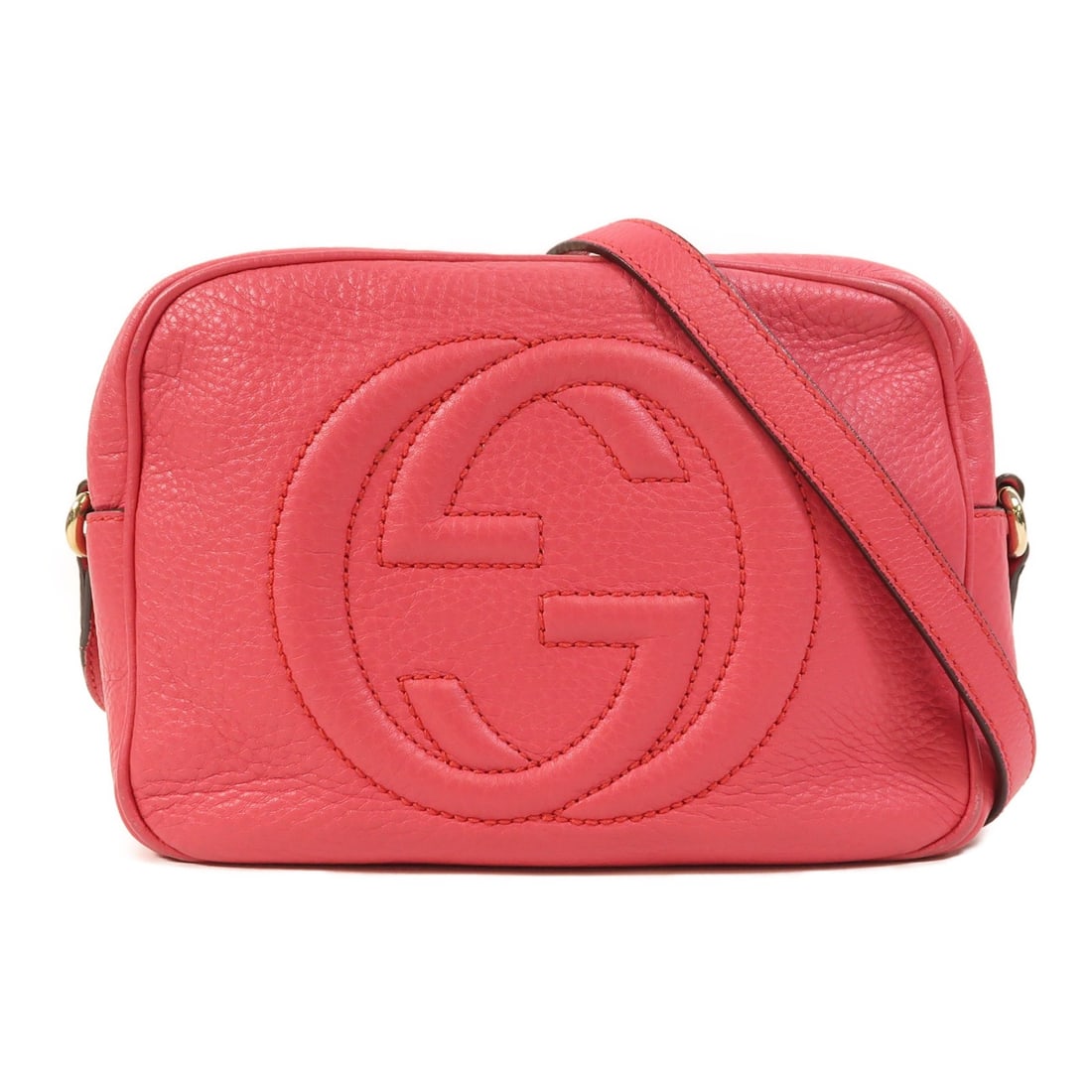 Gucci Soho Disco Pink Calfskin Shoulder Bag 308364: Gucci Soho Disco Pink Calfskin Shoulder Bag 308364 A Gucci Soho Disco shoulder bag in pink calfskin leather with pink frame color. It is a women's regular-size bag made in Italy and identified with mo