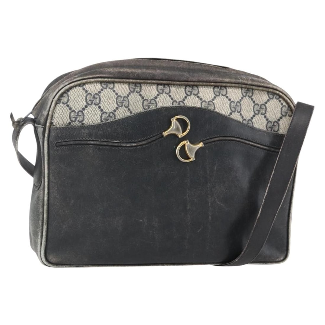 GUCCI GG Supreme Navy PVC Shoulder Bag Italy Auth 151552: GUCCI GG Supreme Navy PVC Shoulder Bag Italy Auth 151552 This authentic GUCCI GG Supreme Shoulder Bag is a stylish accessory crafted from durable PVC leather in a sophisticated navy color. The bag fea