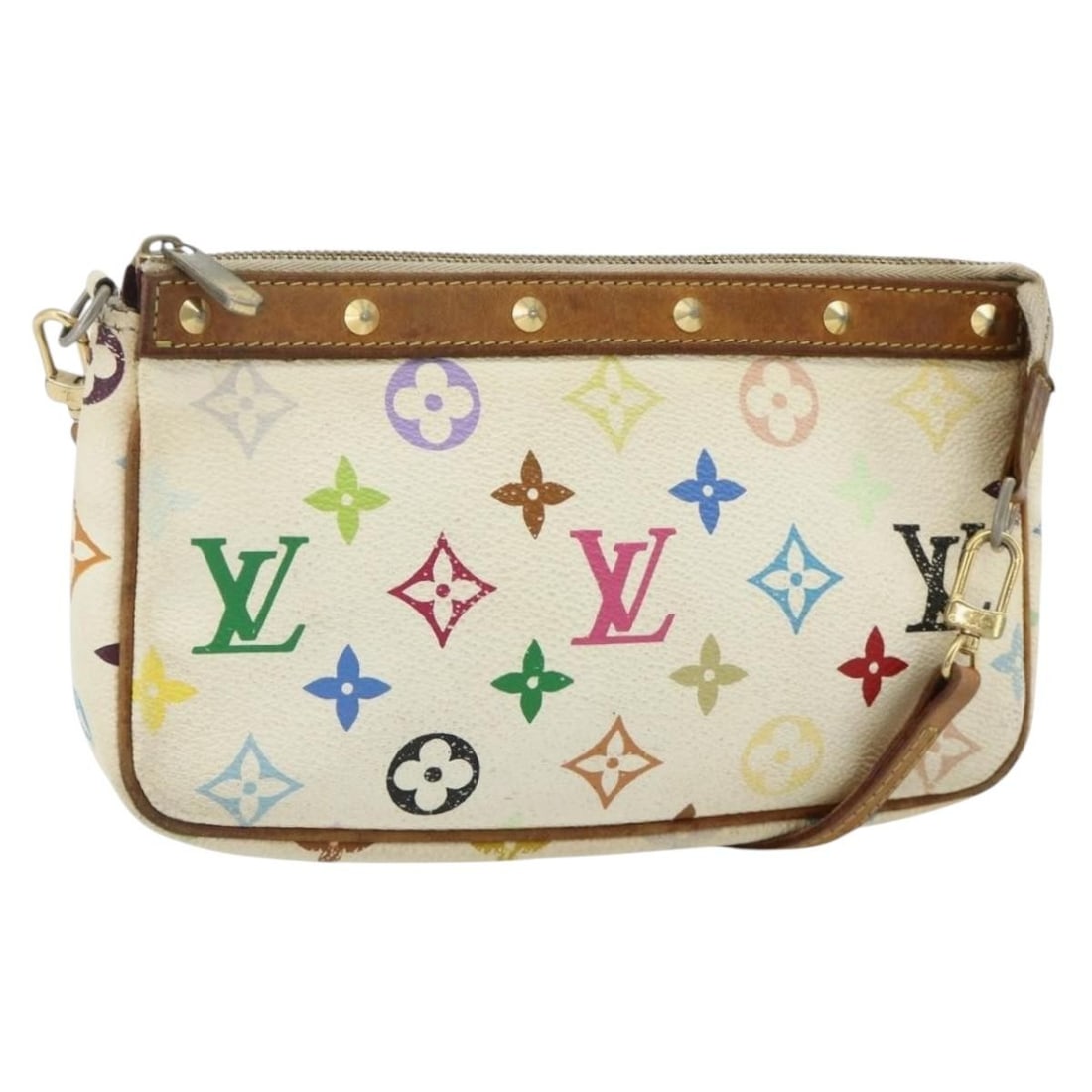 Louis Vuitton M92649 Monogram Multicolor Accessory Pouch White: Louis Vuitton M92649 Monogram Multicolor Accessory Pouch White Louis Vuitton accessory pouch in white Monogram Multicolor Canvas, made in France. It includes a shoulder strap and features the M92649 s