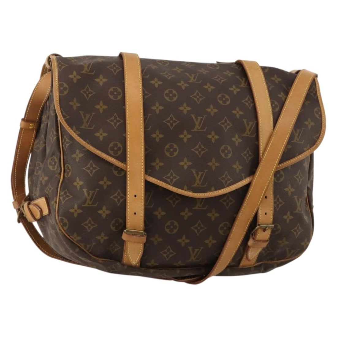 Louis Vuitton M42252 Saumur 43 Monogram Canvas Shoulder Bag: Louis Vuitton M42252 Saumur 43 Monogram Canvas Shoulder Bag Louis Vuitton Monogram Saumur 43 shoulder bag in Monogram Canvas, made in France. The bag is identified by product number M42252 and serial 