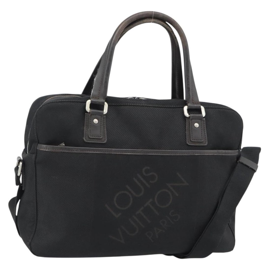 Louis Vuitton M93082 2way Business Bag Damier Geant Black Noir: Louis Vuitton M93082 2way Business Bag Damier Geant Black Noir Louis Vuitton Damier Geant Yak 2-way business bag in Black/Noir canvas, made in France. This business bag features top handles and a shou