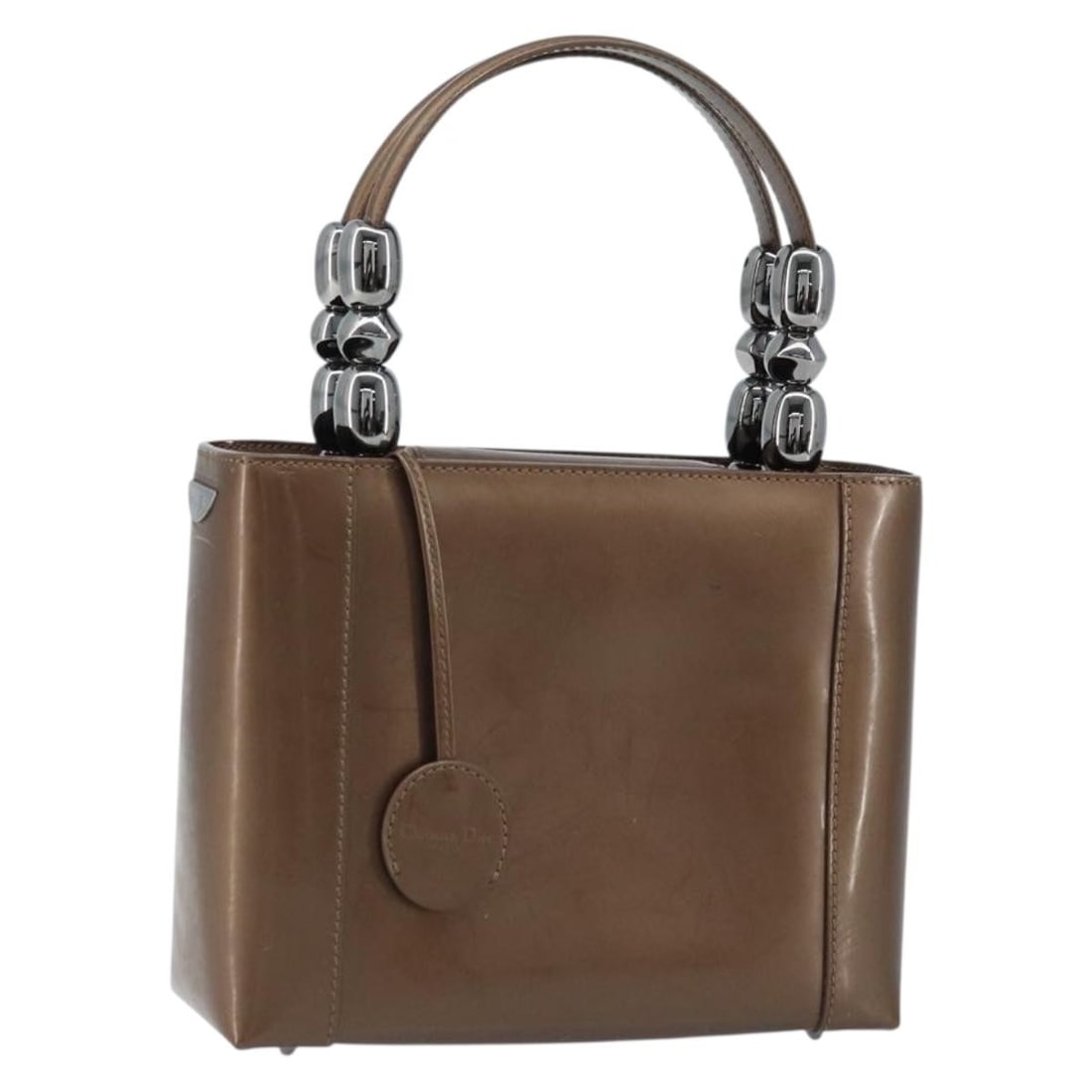 Christian Dior Maris patent leather handbag brown silver tone: Christian Dior Maris patent leather handbag brown silver tone Christian Dior Maris Pearl Hand Bag in brown and silver patent leather, made in Italy. Designed for women, this hand bag measures approxim