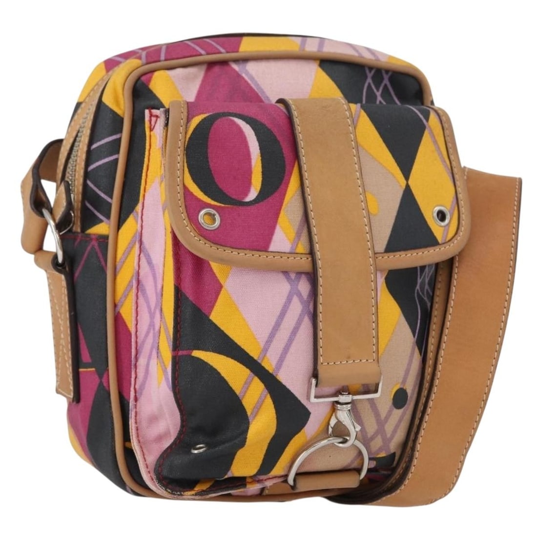 Christian Dior Multicolor Silver Coated Canvas Shoulder Bag: Christian Dior Multicolor Silver Coated Canvas Shoulder Bag Authentic Christian Dior shoulder bag in multicolor and silver coated canvas. This women's bag is made in Italy and features an adjustable s