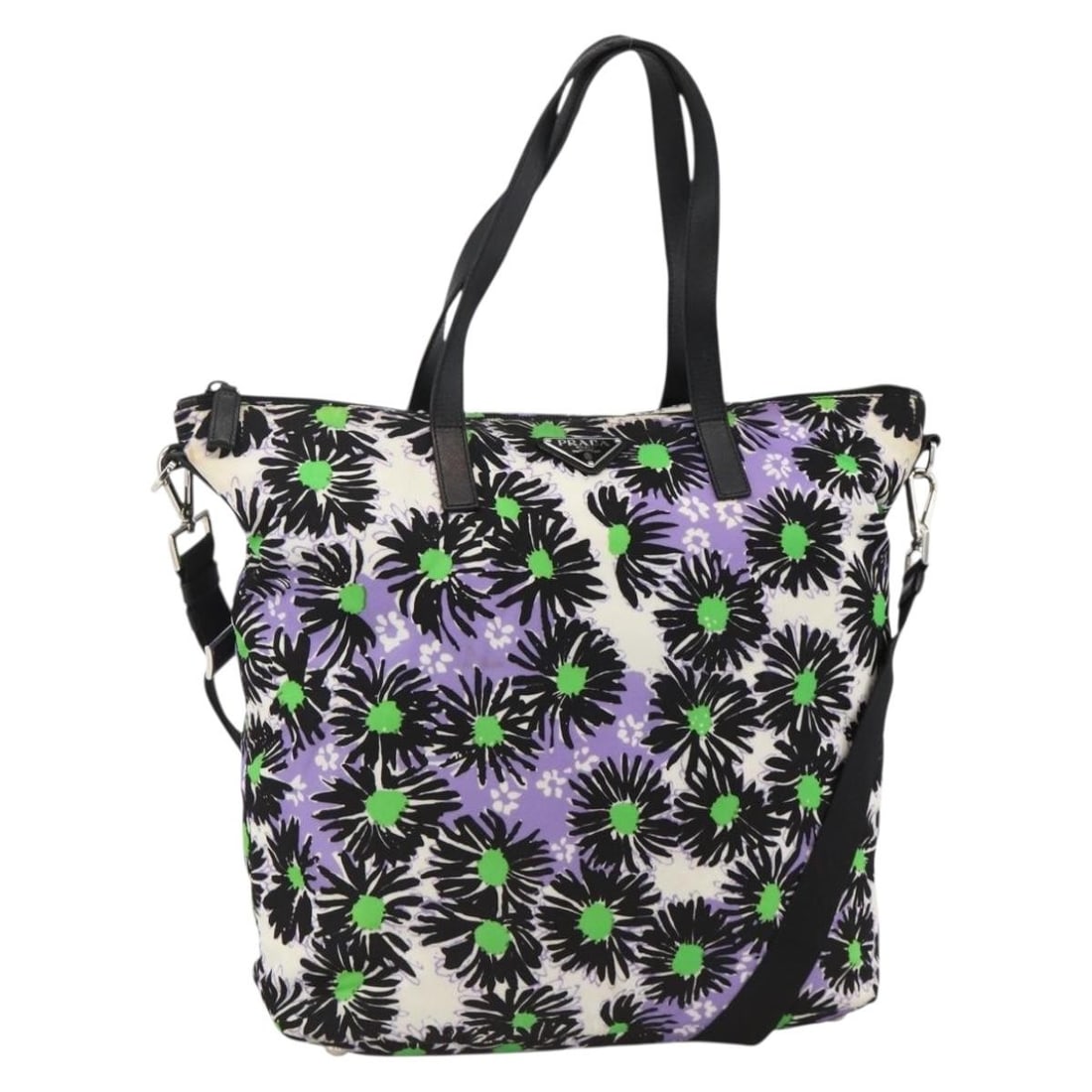 PRADA 2way Nylon Tote Bag Multicolor Silver with Dust Bag: PRADA 2way Nylon Tote Bag Multicolor Silver with Dust Bag PRADA tote bag in nylon with a multicolor and silver exterior. Designed for women, it features both handle and shoulder carry options, with an