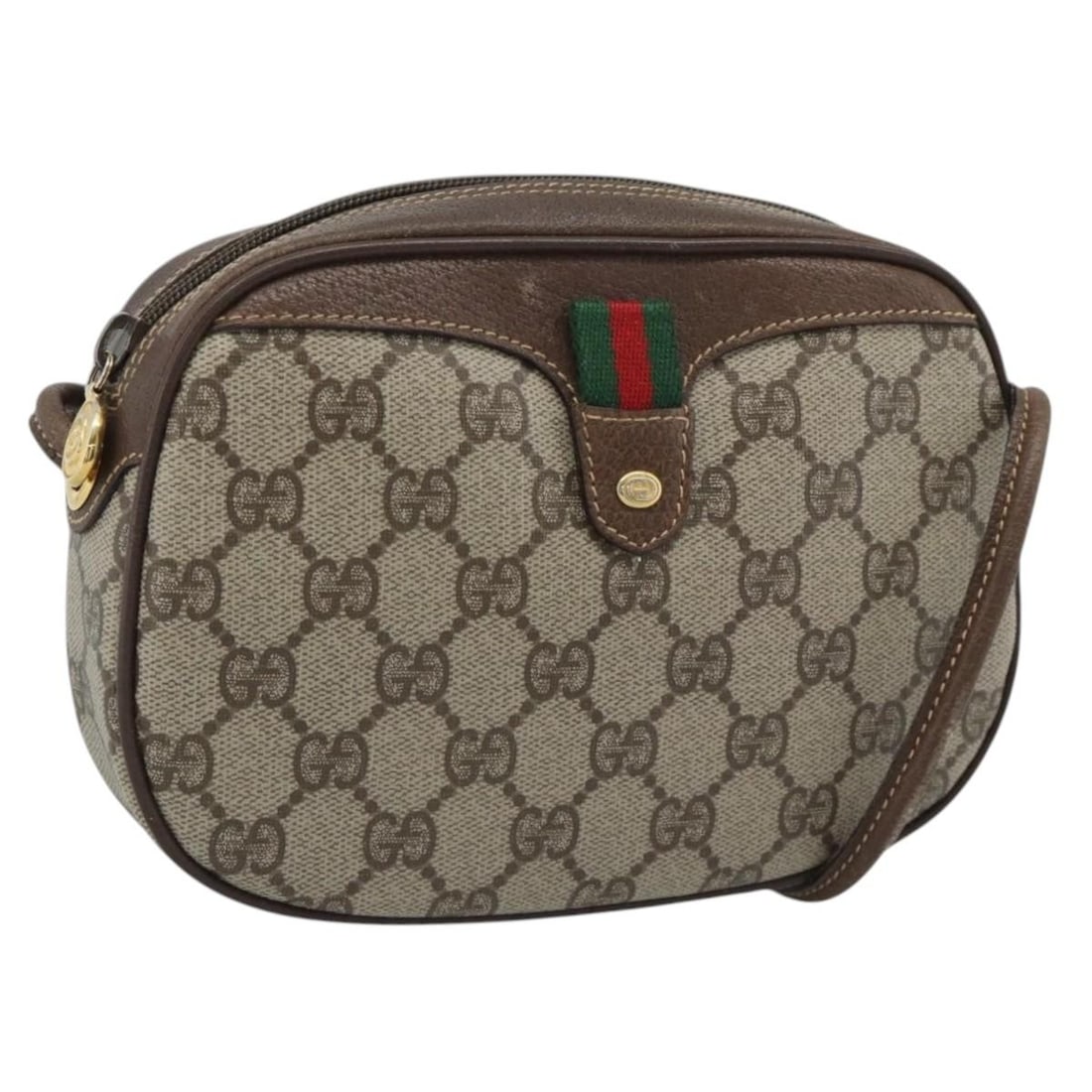 Gucci Sherry Line GG Supreme PVC Shoulder Bag Beige Gold 007 58 6112: Gucci Sherry Line GG Supreme PVC Shoulder Bag Beige Gold 007 58 6112 Gucci GG Supreme Web Sherry Line shoulder bag in beige and gold, made from PVC leather and GG canvas. It features a shoulder drop o