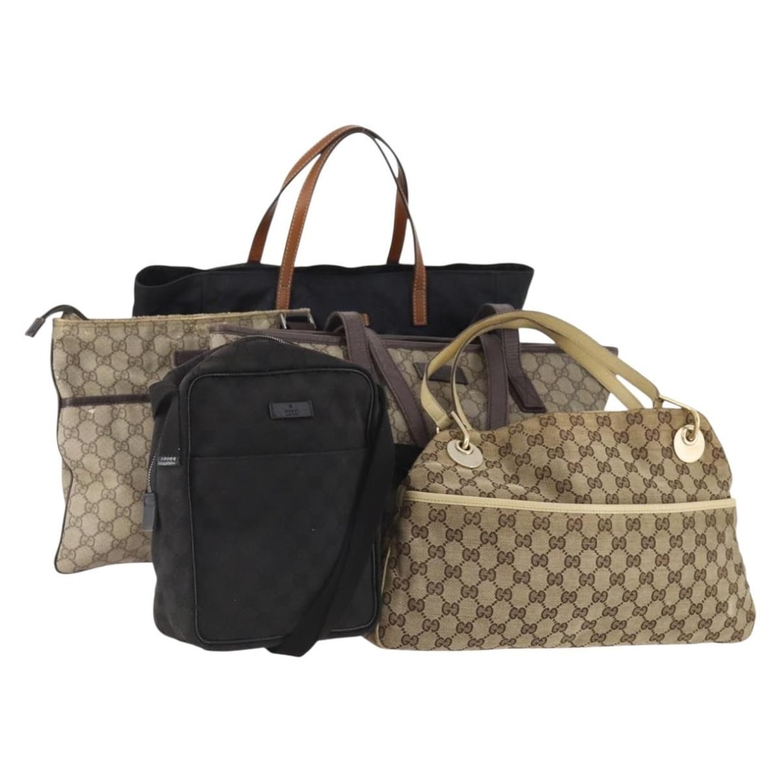 5 Gucci GG Canvas PVC Leather Tote Bags Red Beige Navy: 5 Gucci GG Canvas PVC Leather Tote Bags Red Beige Navy A Gucci tote bag set in red, beige, and navy, made from PVC leather and GG canvas. Made in Italy, this women's style is offered as a special set 