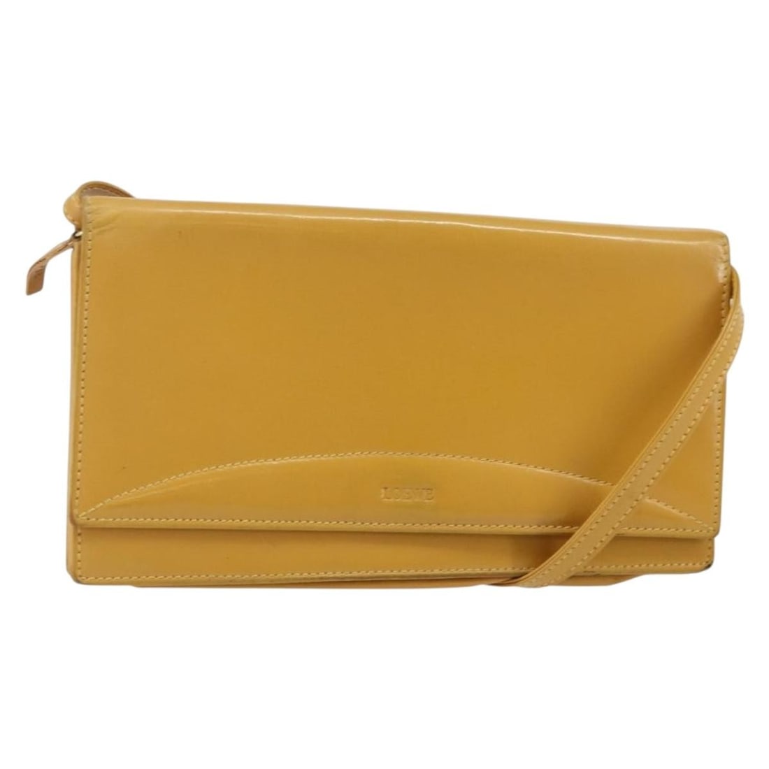 LOEWE Yellow Leather Shoulder Wallet Bag SW1530 Spain Auth: LOEWE Yellow Leather Shoulder Wallet Bag SW1530 Spain Auth Discover the elegance of the LOEWE Shoulder Wallet Bag, crafted from high-quality leather in a vibrant yellow hue. This stylish shoulder bag 