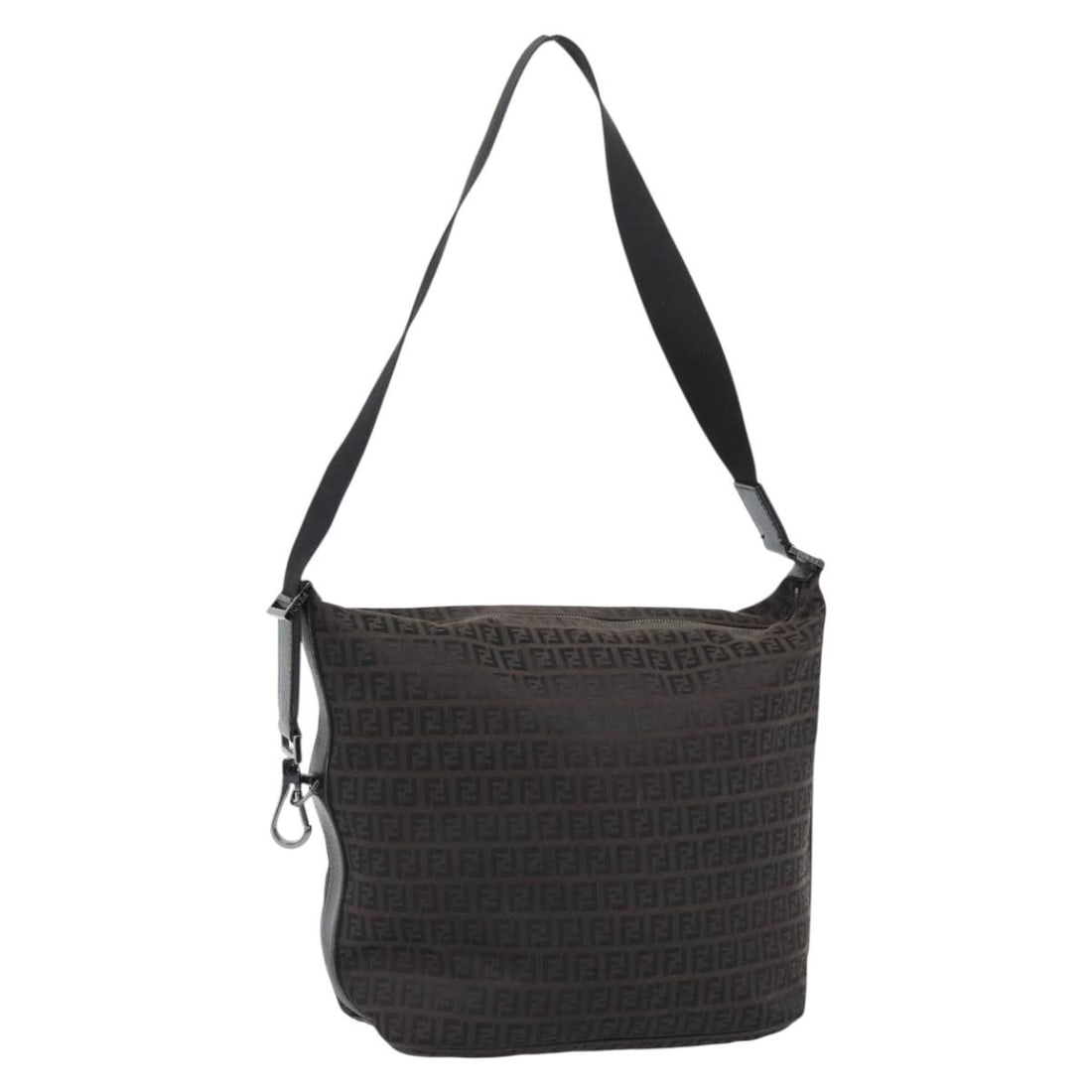 FENDI Brown Silver Zucchino Canvas Shoulder Bag: FENDI Brown Silver Zucchino Canvas Shoulder Bag Fendi Zucchino Canvas Shoulder Bag in brown and silver, made in Italy. This women's shoulder bag features Zucchino canvas exterior material and a should