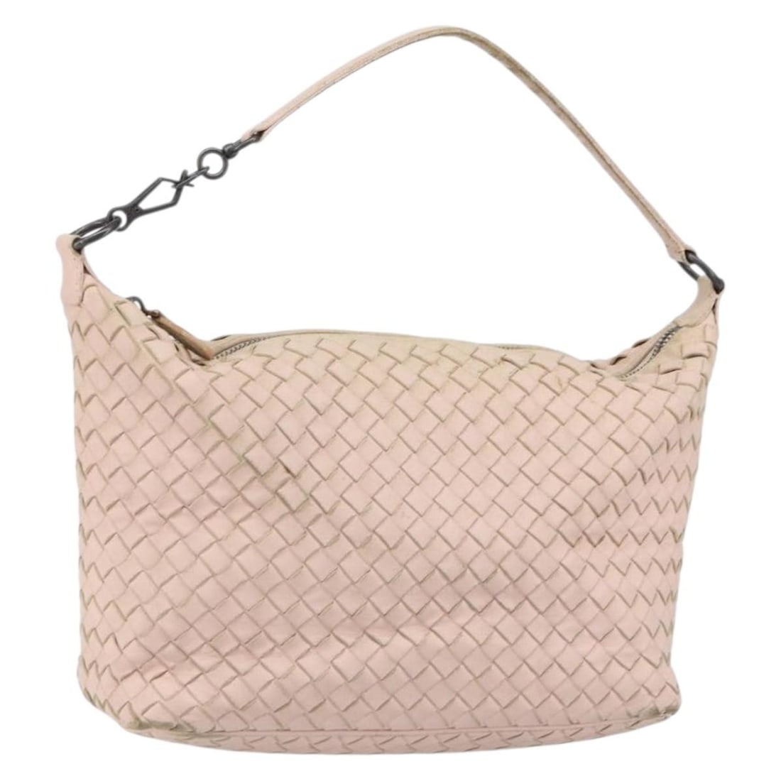 Bottega Veneta Intrecciato Pink Leather Handbag Made in Italy: Bottega Veneta Intrecciato Pink Leather Handbag Made in Italy Bottega Veneta Intrecciato hand bag in pink leather, made in Italy. The bag measures approximately W25 cm x H17 cm x D11 cm with a handle 