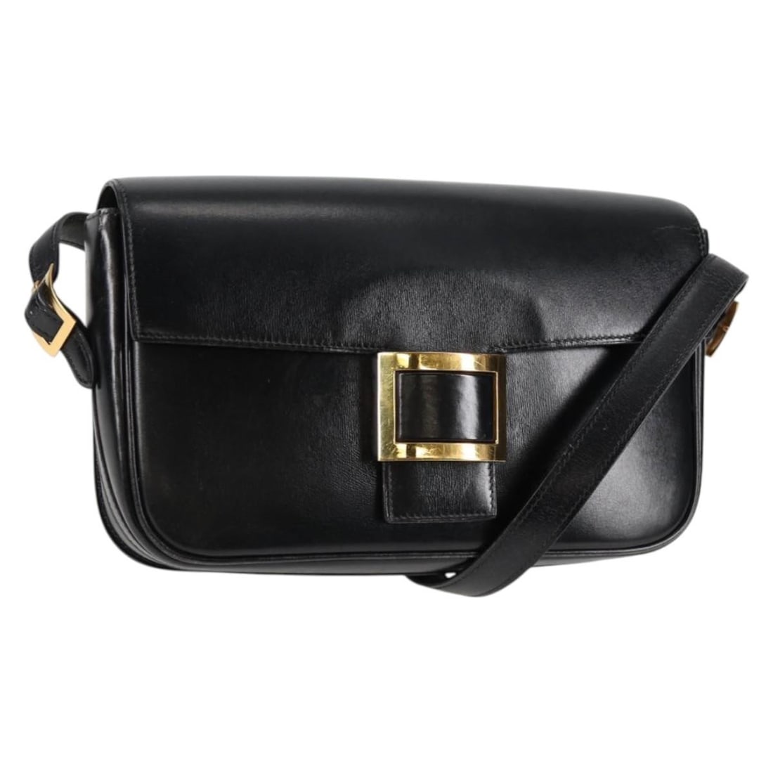 Hermes Martine Leather Shoulder Bag Black with Gold Tone Hardware (1 of 18)