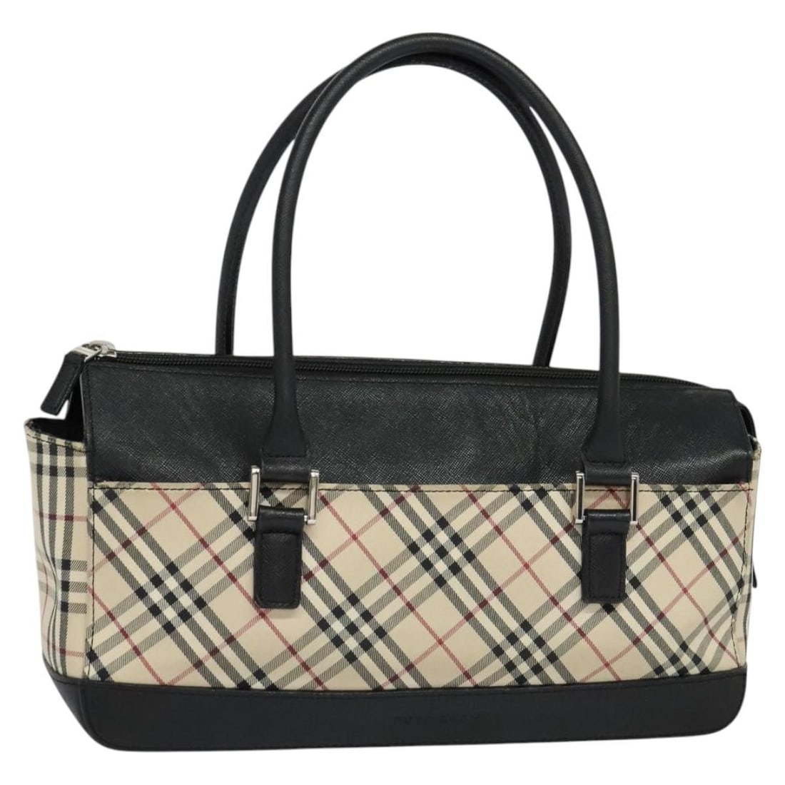 Burberry Nova Check Beige Black Canvas Handbag: Burberry Nova Check Beige Black Canvas Handbag This BURBERRY Nova Check hand bag features a classic beige and black canvas exterior with the iconic check pattern. Designed for women, the bag offers a 