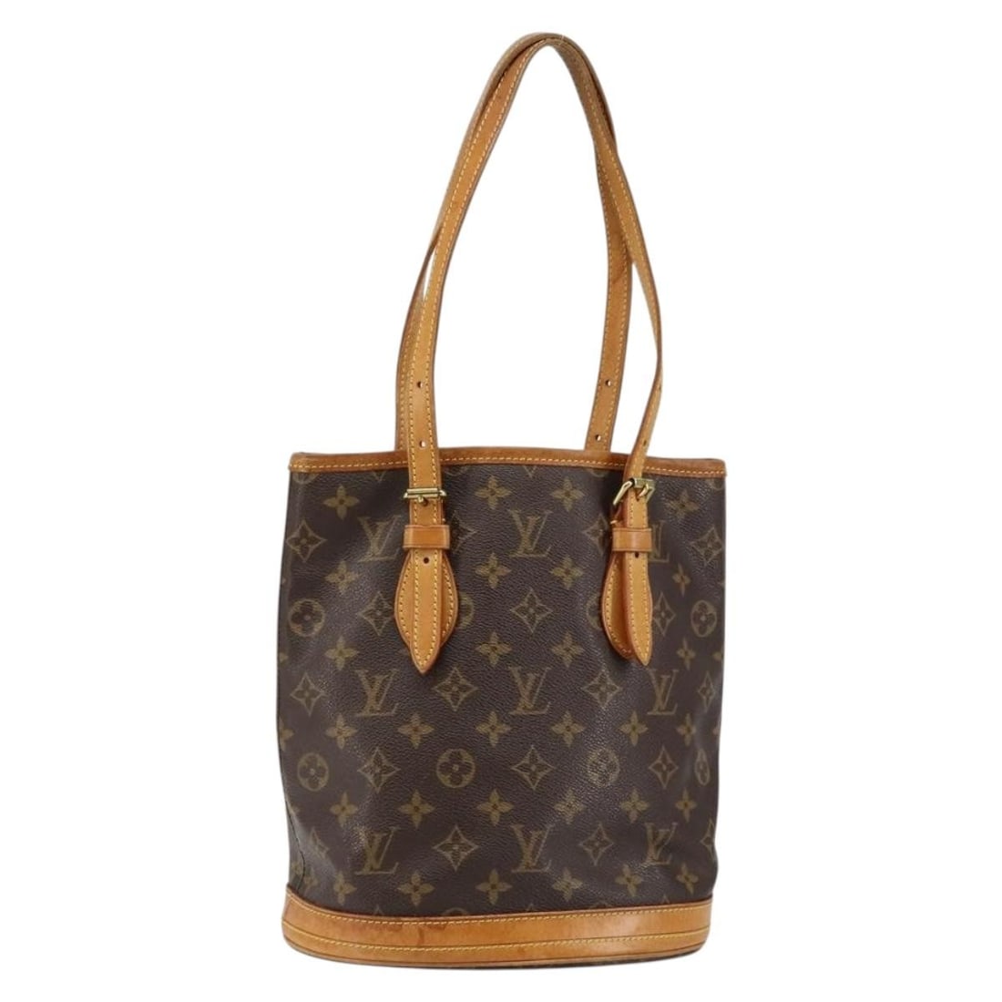 Louis Vuitton M42238 Monogram Canvas Bucket PM Shoulder Bag: Louis Vuitton M42238 Monogram Canvas Bucket PM Shoulder Bag Louis Vuitton Monogram Bucket PM shoulder bag in Monogram Canvas, made in France. The bag features the classic Monogram exterior and comes a