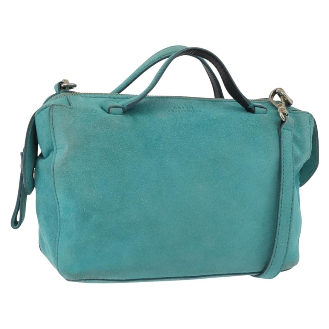 BALLY suede 2way shoulder bag light blue gold with strap: BALLY suede 2way shoulder bag light blue gold with strap This BALLY handbag is crafted from light blue suede with gold accents and offers versatile carrying options as a 2-way bag. Designed for women,