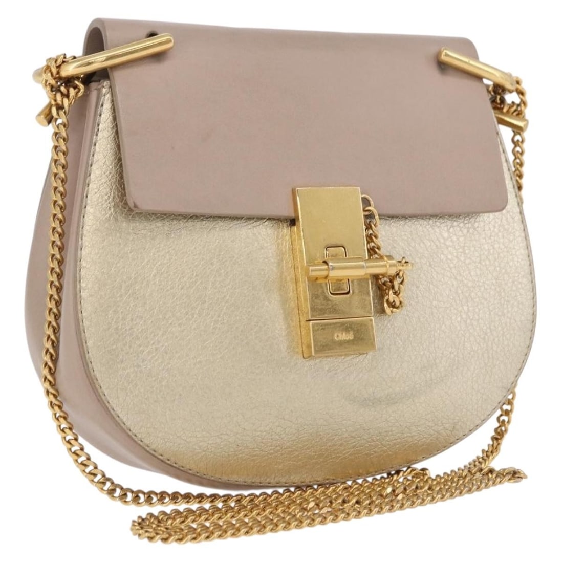 Chloe Drew Beige Leather Shoulder Bag Made in Italy: Chloe Drew Beige Leather Shoulder Bag Made in Italy Chloe Drew Chain Shoulder Bag in leather with a beige and gold colorway. This women's shoulder bag was made in Italy and measures approximately 19 c