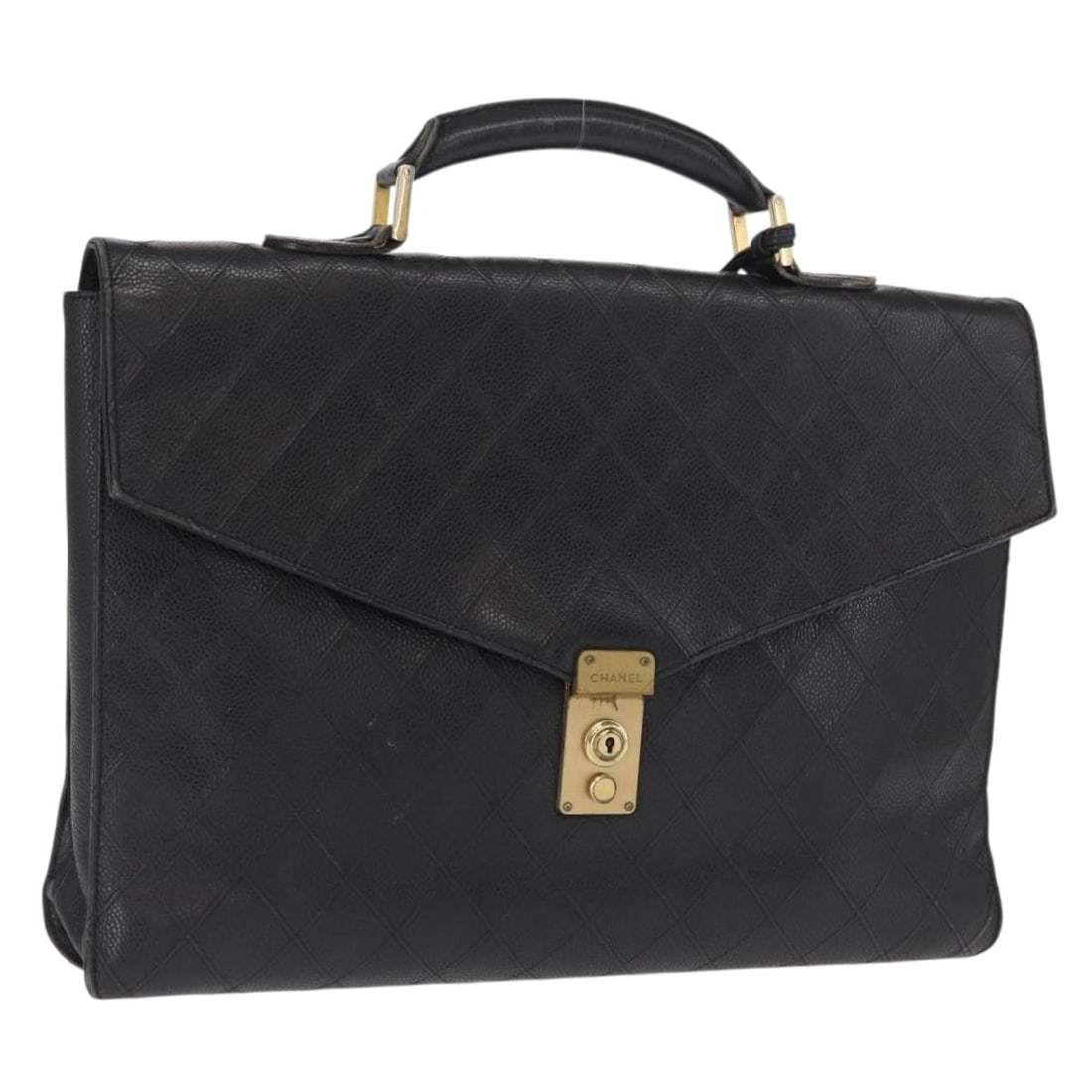 CHANEL Bicolore grained leather business bag black gold CC: CHANEL Bicolore grained leather business bag black gold CC Chanel Bicolore business bag in black and gold grained calf skin. This women's bag is made in Italy and includes one key, a clochette, and a 