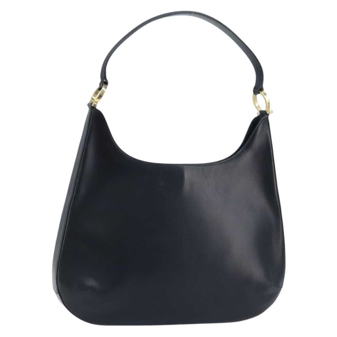 Salvatore Ferragamo Navy Leather Gancini Shoulder Purse Gold Hardware: Salvatore Ferragamo Navy Leather Gancini Shoulder Purse Gold Hardware This Salvatore Ferragamo Gancini shoulder bag is crafted from navy leather and features gold-tone accents. Designed for women, it 