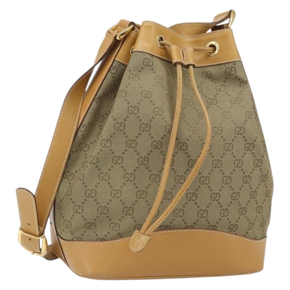 Gucci 162519 GG Canvas Shoulder Bag in Beige Gold: Gucci 162519 GG Canvas Shoulder Bag in Beige Gold Authentic Gucci shoulder bag in beige and gold GG canvas, made in Italy. This women's bag includes an adjustable shoulder drop and is offered in heavi