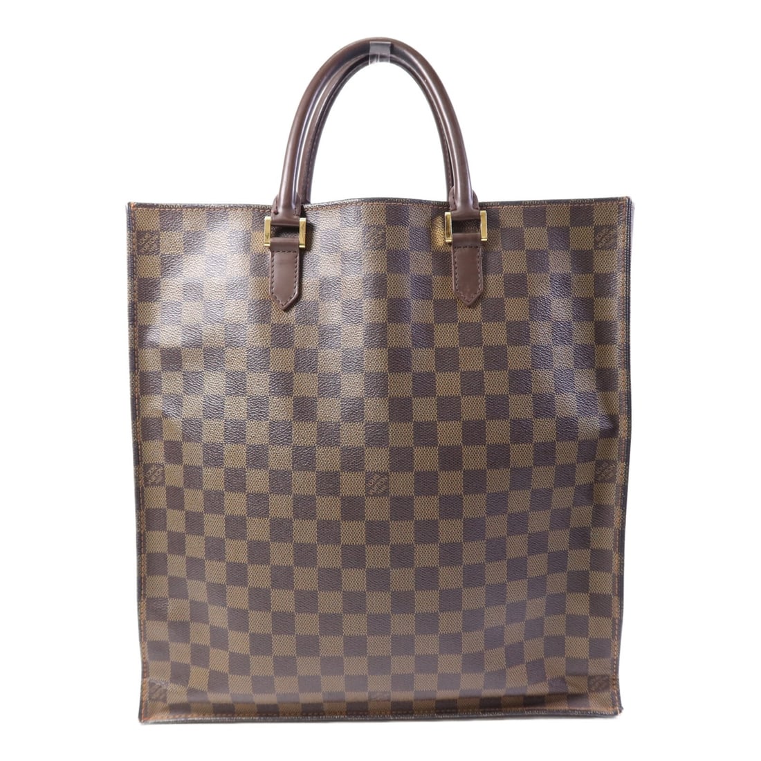 Louis Vuitton N51140 Sac Plat Damier Brown Tote Bag: Louis Vuitton N51140 Sac Plat Damier Brown Tote Bag Louis Vuitton Sac Plat tote bag, model N51140, in Damier Ebene x Brown with PVC coated canvas exterior. This women's regular-size tote bag was made 