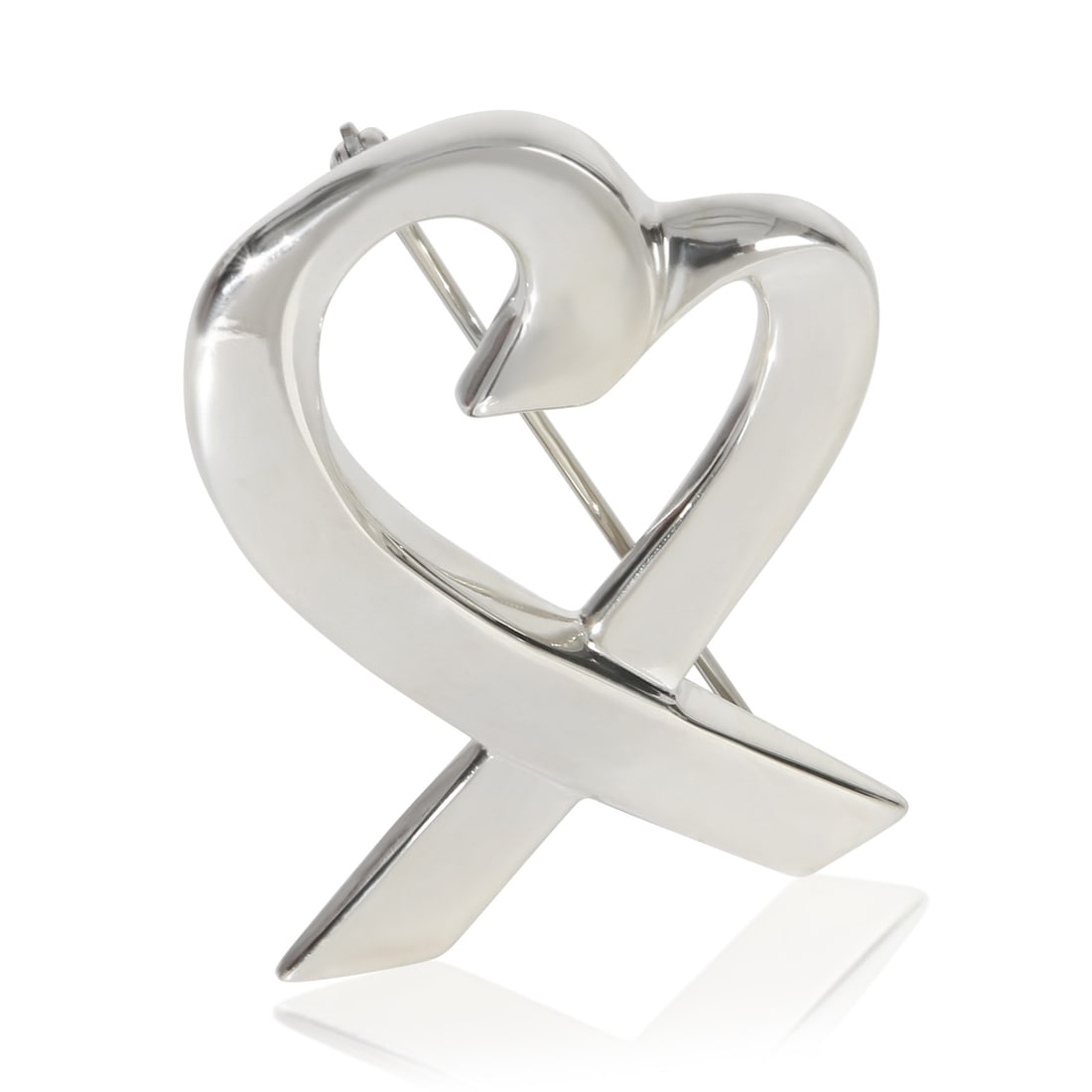 Tiffany Co Paloma Picasso Loving Heart Sterling Silver Brooch (1 of 4)