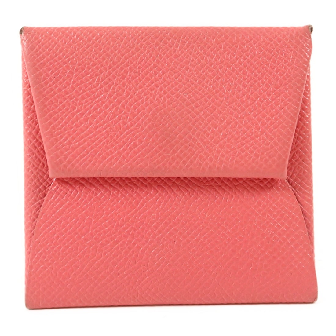 Hermes Bastia Epsom Calfskin Coin Purse Rose Lipstick PHW: Hermes Bastia Epsom Calfskin Coin Purse Rose Lipstick PHW Hermes Bastia coin purse in Rose Lipstick pink, made from Epsom leather and calfskin (cowhide). It features a hook button closure and is marke