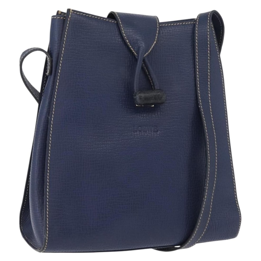 LOEWE Navy Leather Shoulder Bag Gold Tone Hardware: LOEWE Navy Leather Shoulder Bag Gold Tone Hardware Authentic LOEWE shoulder bag in navy leather with gold-tone accents. This women's bag is made in Spain and includes only the item shown; the original