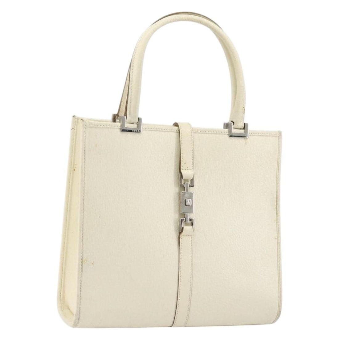 Gucci Jackie Ivory Leather Handbag Silver Tone 002 1065: Gucci Jackie Ivory Leather Handbag Silver Tone 002 1065 Gucci Jackie hand bag in ivory and silver leather, made in Italy. The item is identified by product no. 002 1065 and serial no. 002.1065 3444. I