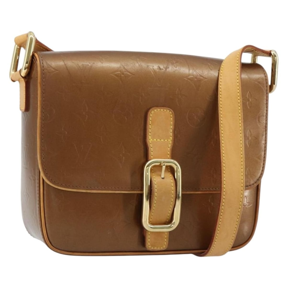 Louis Vuitton Christie GM Bronze Monogram Vernis Shoulder Bag M91107: Louis Vuitton Christie GM Bronze Monogram Vernis Shoulder Bag M91107 Louis Vuitton Christie GM shoulder bag in bronze patent leather, made in France. The bag measures approximately 24 cm wide, 21 cm h