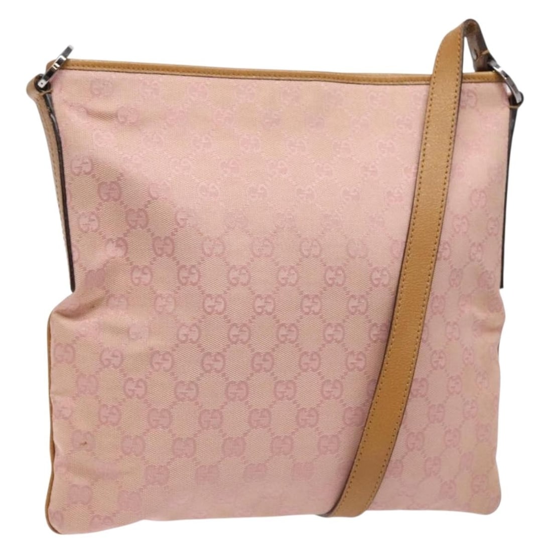 GUCCI 113013 Pink Silver GG Canvas Shoulder Bag Authentic: GUCCI 113013 Pink Silver GG Canvas Shoulder Bag Authentic This authentic GUCCI GG Canvas Shoulder Bag features a striking pink and silver exterior, crafted from durable GG Canvas. Designed for style a