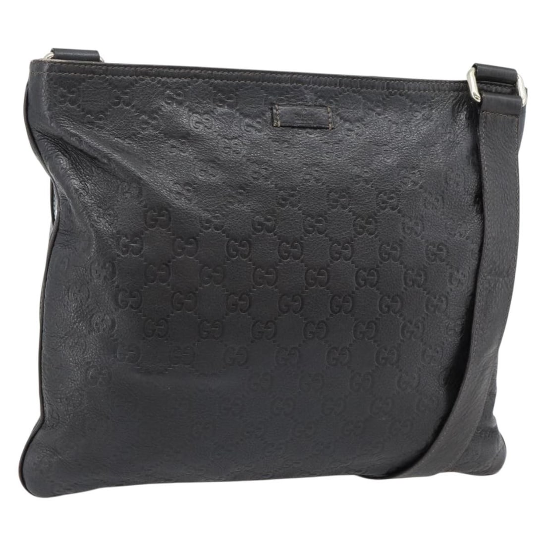 Gucci 201446 Guccissima GG Canvas Leather Shoulder Bag Dark Brown: Gucci 201446 Guccissima GG Canvas Leather Shoulder Bag Dark Brown A Gucci shoulder bag in dark brown with silver-tone accents, made from leather and GG canvas. It measures approximately 35 cm wide, 30