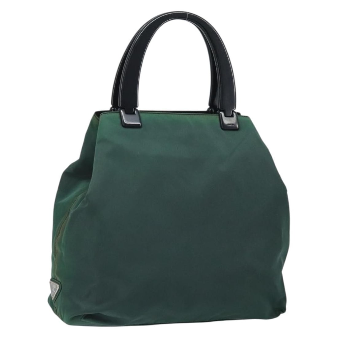 Prada Nylon Green Silver Tote Bag Italy: Prada Nylon Green Silver Tote Bag Italy This PRADA women's handbag is crafted from green and silver nylon, offering a stylish and practical accessory. Made in Italy, the bag features a handle drop of 