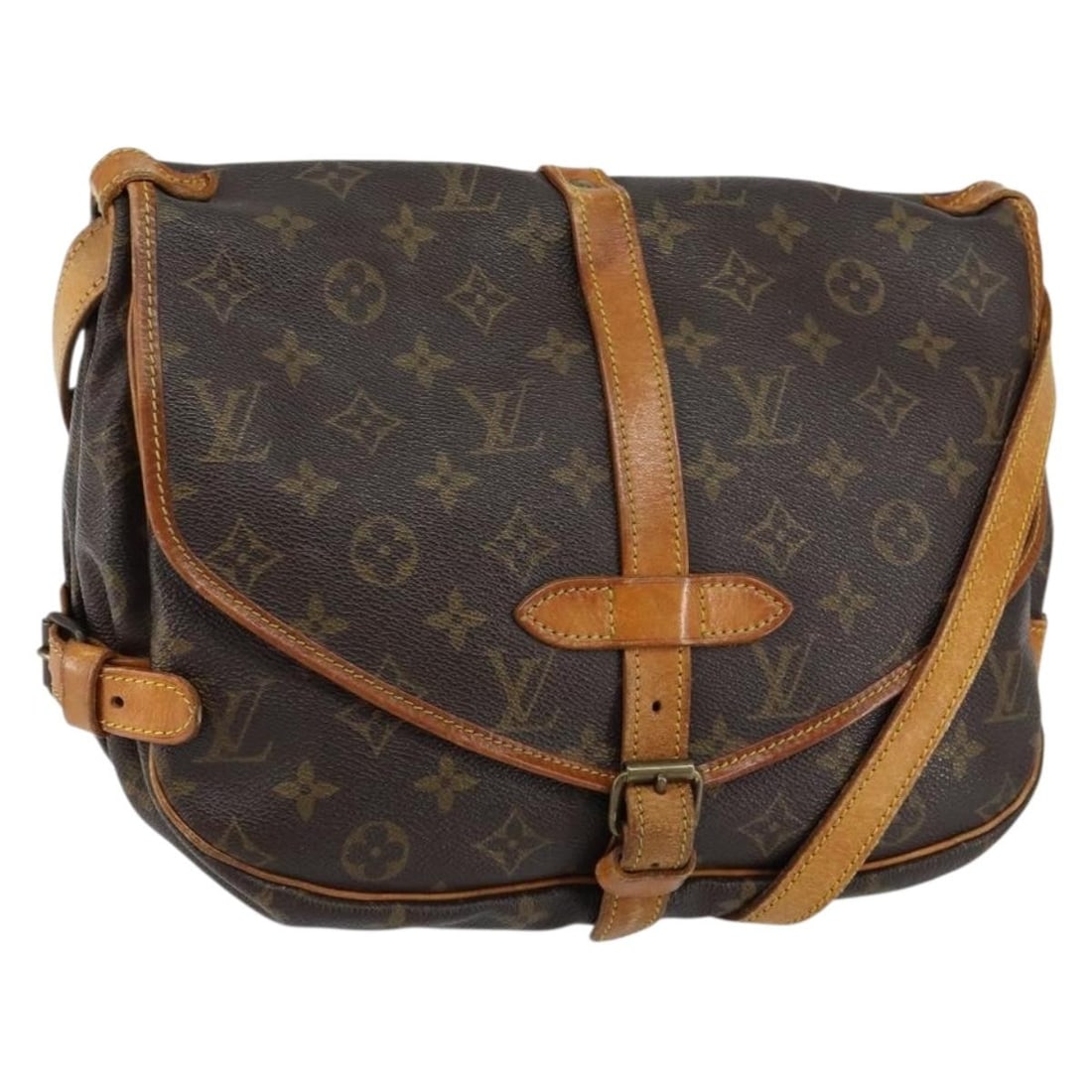 LOUIS VUITTON Monogram Saumur 30 Shoulder Bag M42256 Auth France: LOUIS VUITTON Monogram Saumur 30 Shoulder Bag M42256 Auth France Introducing the LOUIS VUITTON Monogram Saumur 30 Shoulder Bag, a quintessential piece for any fashion enthusiast. Crafted in France, th