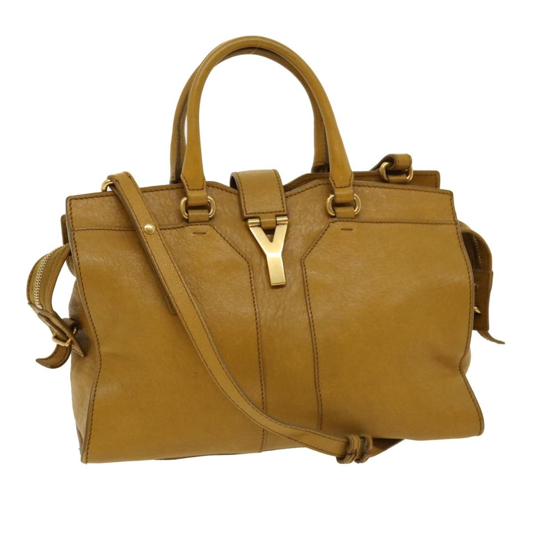 Yellow Leather 2way Hand Bag SAINT LAURENT Italy: Yellow Leather 2way Hand Bag SAINT LAURENT Italy This SAINT LAURENT hand bag is crafted from leather in yellow and is designed for women. It measures approximately 30 cm wide, 21 cm high, and 14 cm de