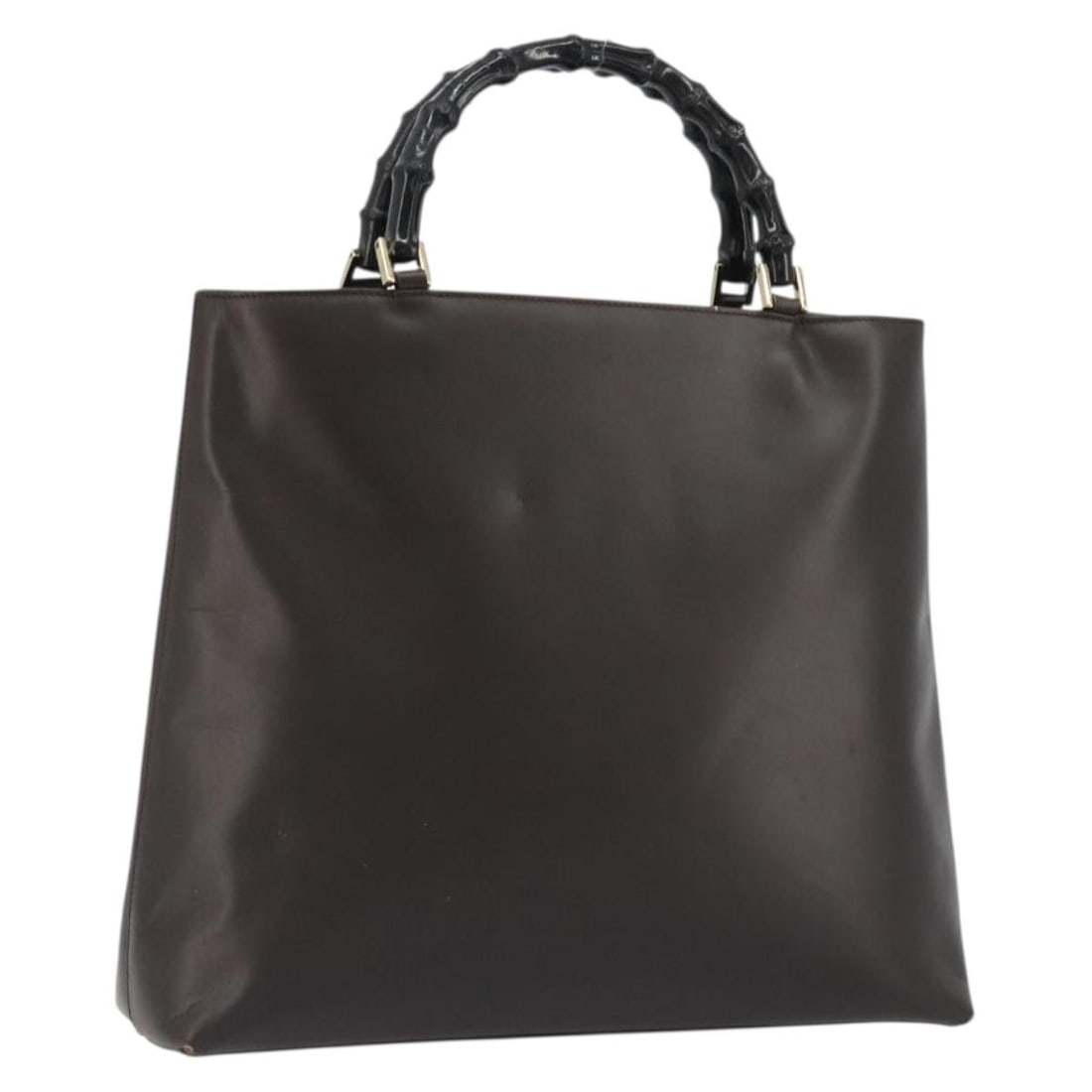Gucci Bamboo Leather Handbag Brown Gold Tone 002 0505: Gucci Bamboo Leather Handbag Brown Gold Tone 002 0505 A Gucci Bamboo hand bag in brown leather with gold-tone metal fittings. Made in Italy, it measures approximately W33 x H30 x D9 cm with a handle d