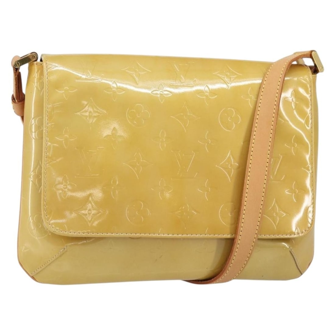 Louis Vuitton Thompson Street Shoulder Bag Monogram Vernis Beige M91301: Louis Vuitton Thompson Street Shoulder Bag Monogram Vernis Beige M91301 Louis Vuitton Thompson Street shoulder bag in beige monogram vernis patent leather, made in Spain. It comes with a dust bag and 