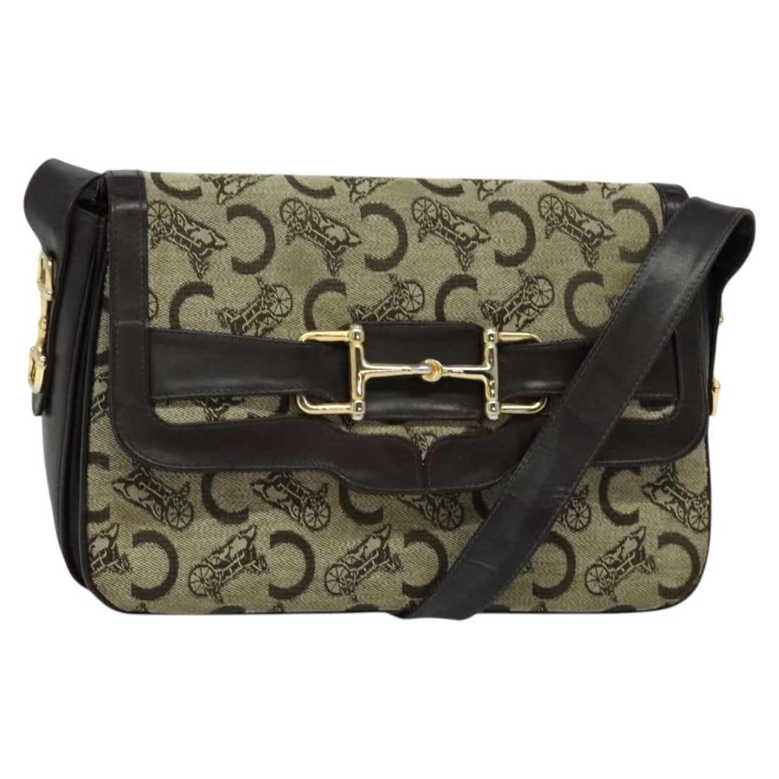 CELINE C Sulky Beige Canvas Shoulder Bag with Adjustable Strap: CELINE C Sulky Beige Canvas Shoulder Bag with Adjustable Strap This CELINE C Sulky Shoulder Bag is a stylish and practical accessory, crafted from durable canvas in a sophisticated beige hue. The bag 