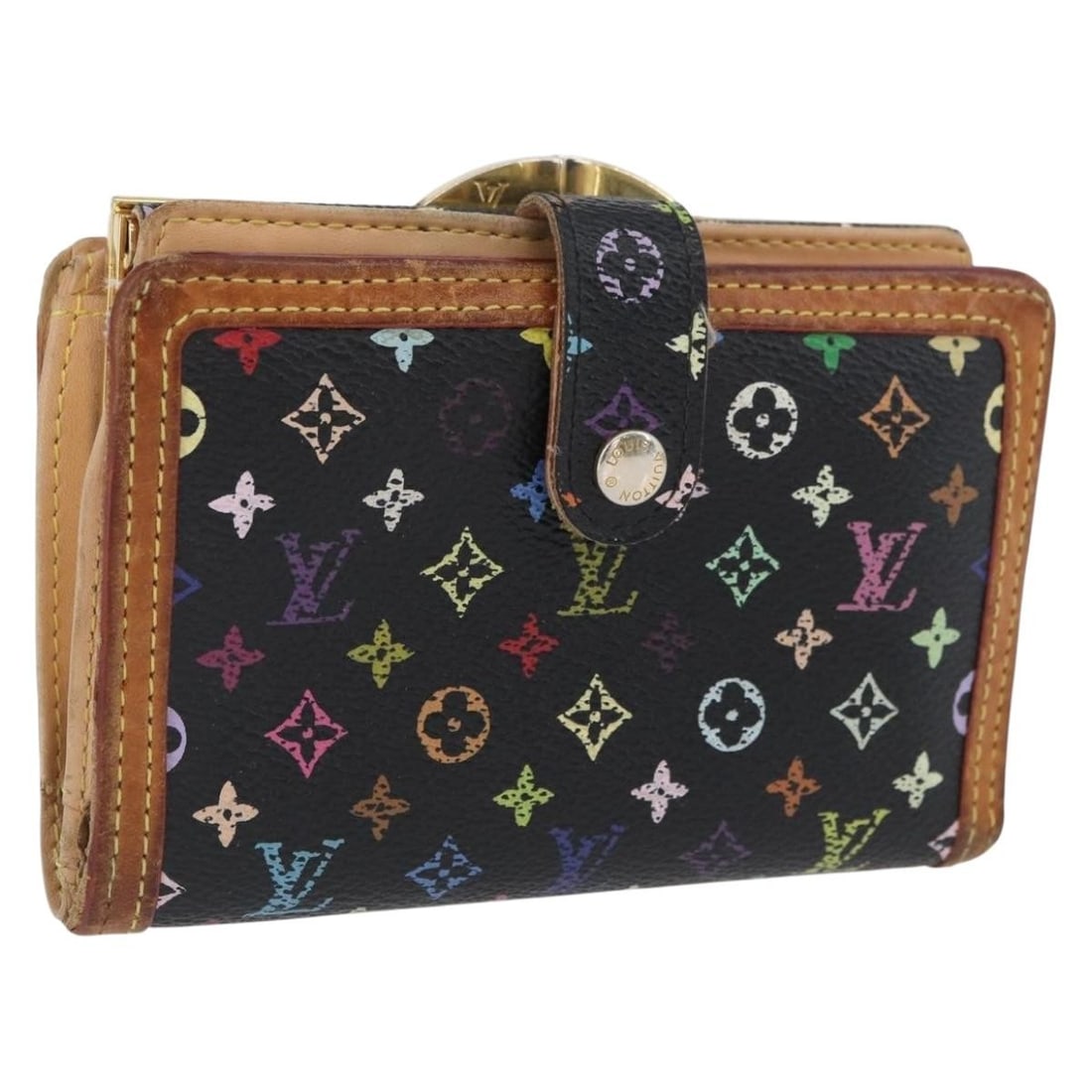 Louis Vuitton Multicolor Canvas Viennois Wallet in Black M92988: Louis Vuitton Multicolor Canvas Viennois Wallet in Black M92988 This is a Louis Vuitton Multicolor Portefeuille Viennois wallet in black, crafted from monogram multicolor canvas. Designed for women, t