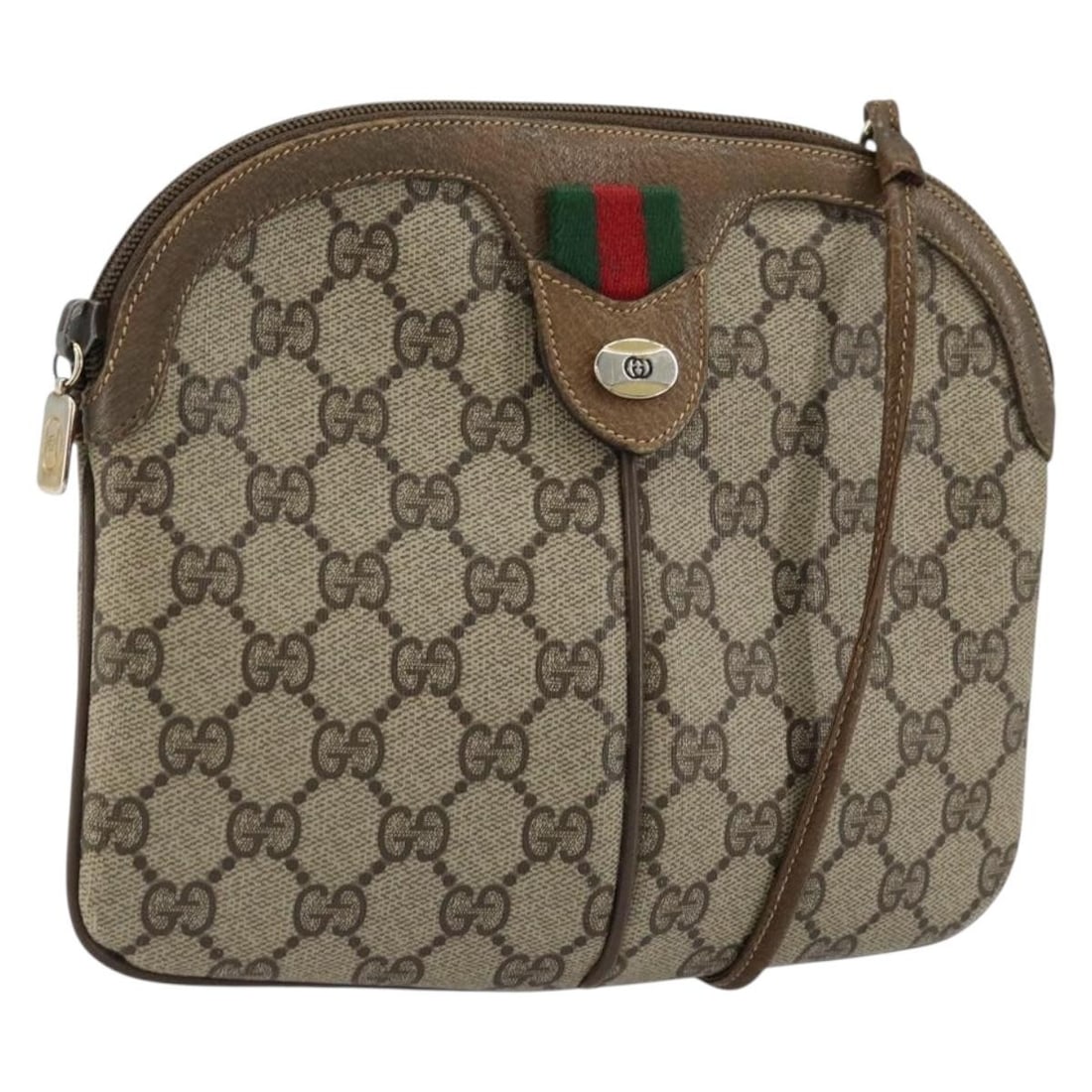 Gucci Sherry Line GG Supreme Beige Gold Shoulder Bag: Gucci Sherry Line GG Supreme Beige Gold Shoulder Bag This GUCCI GG Supreme Web Sherry Line shoulder bag features a beige and gold colorway crafted from PVC leather and GG canvas. Designed for women, t