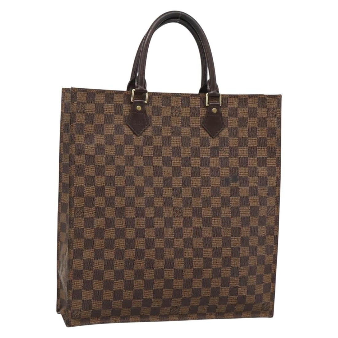 Louis Vuitton N51140 Sac Plat Damier Ebene Canvas Handbag: Louis Vuitton N51140 Sac Plat Damier Ebene Canvas Handbag Louis Vuitton Damier Ebene Sac Plat hand bag, style N51140, made in France. It is crafted in Damier Ebene canvas and features a printed initia