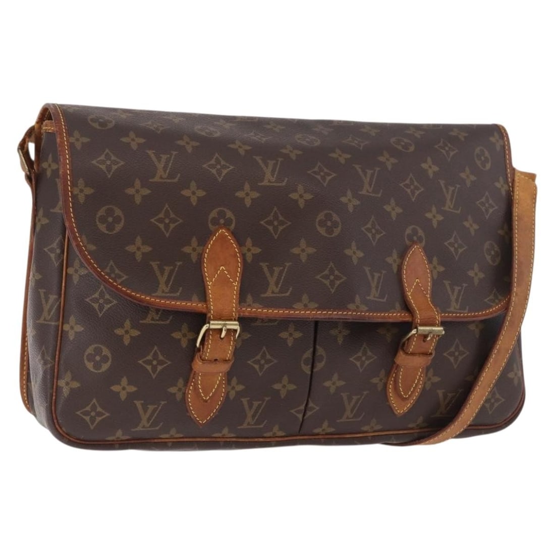 Louis Vuitton M42246 Gibeciere GM Monogram Canvas Shoulder Bag: Louis Vuitton M42246 Gibeciere GM Monogram Canvas Shoulder Bag Louis Vuitton Monogram Gibeciere GM shoulder bag in Monogram Canvas, made in France. The bag measures approximately 38 cm W x 24 cm H x 1