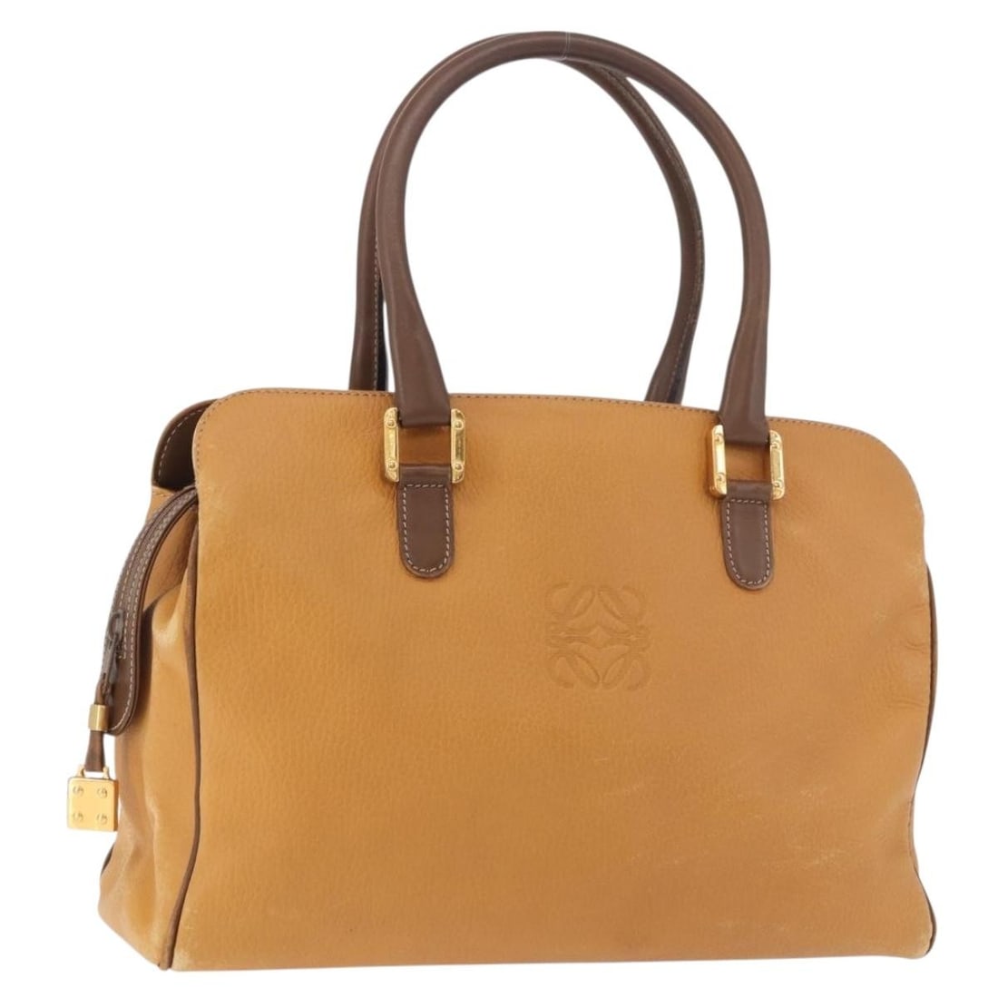 LOEWE Anagram Leather Handbag Yellow Gold Tone: LOEWE Anagram Leather Handbag Yellow Gold Tone LOEWE Anagram hand bag in yellow/gold leather. The item is offered as shown in the photo only and does not include the original box or dust bag. It is de