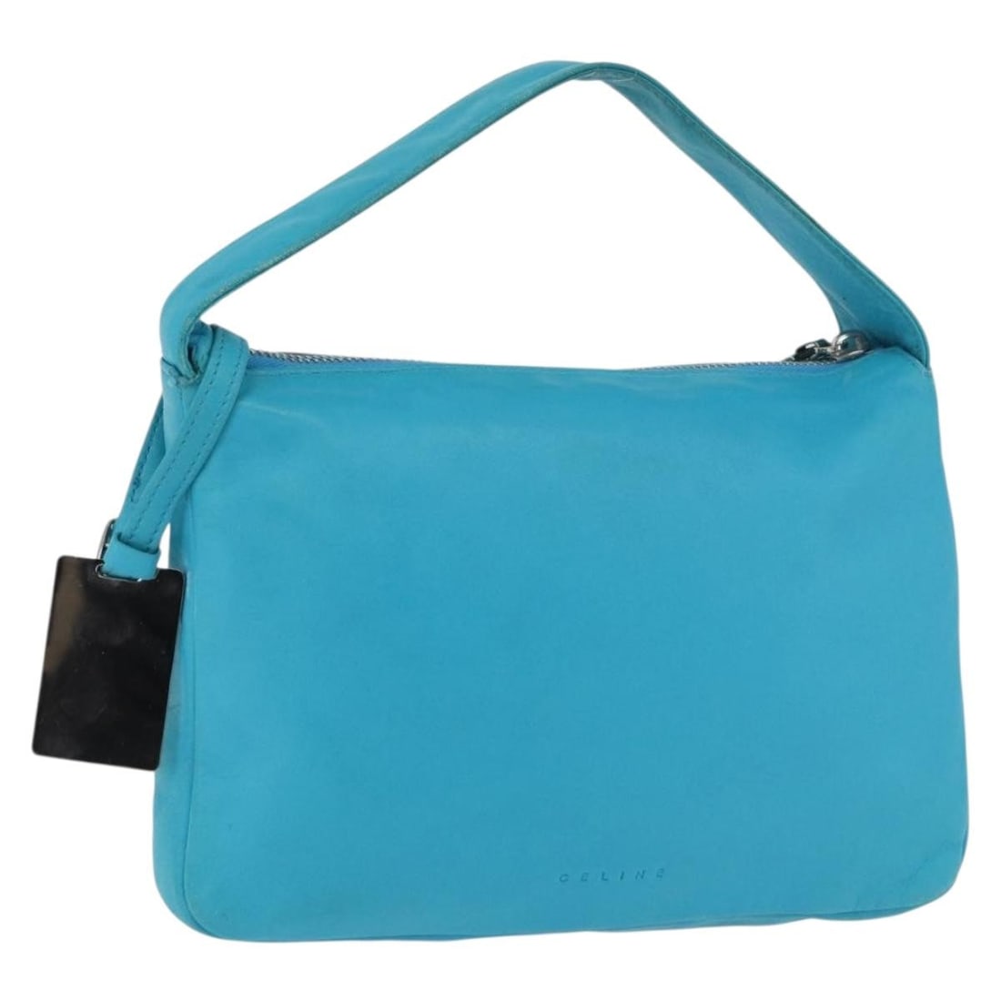 Blue Silver Celine Leather Handbag Spain: Blue Silver Celine Leather Handbag Spain This CELINE handbag is crafted from blue and silver leather, offering a stylish and compact accessory. Designed for women, it features a handle drop of approxi