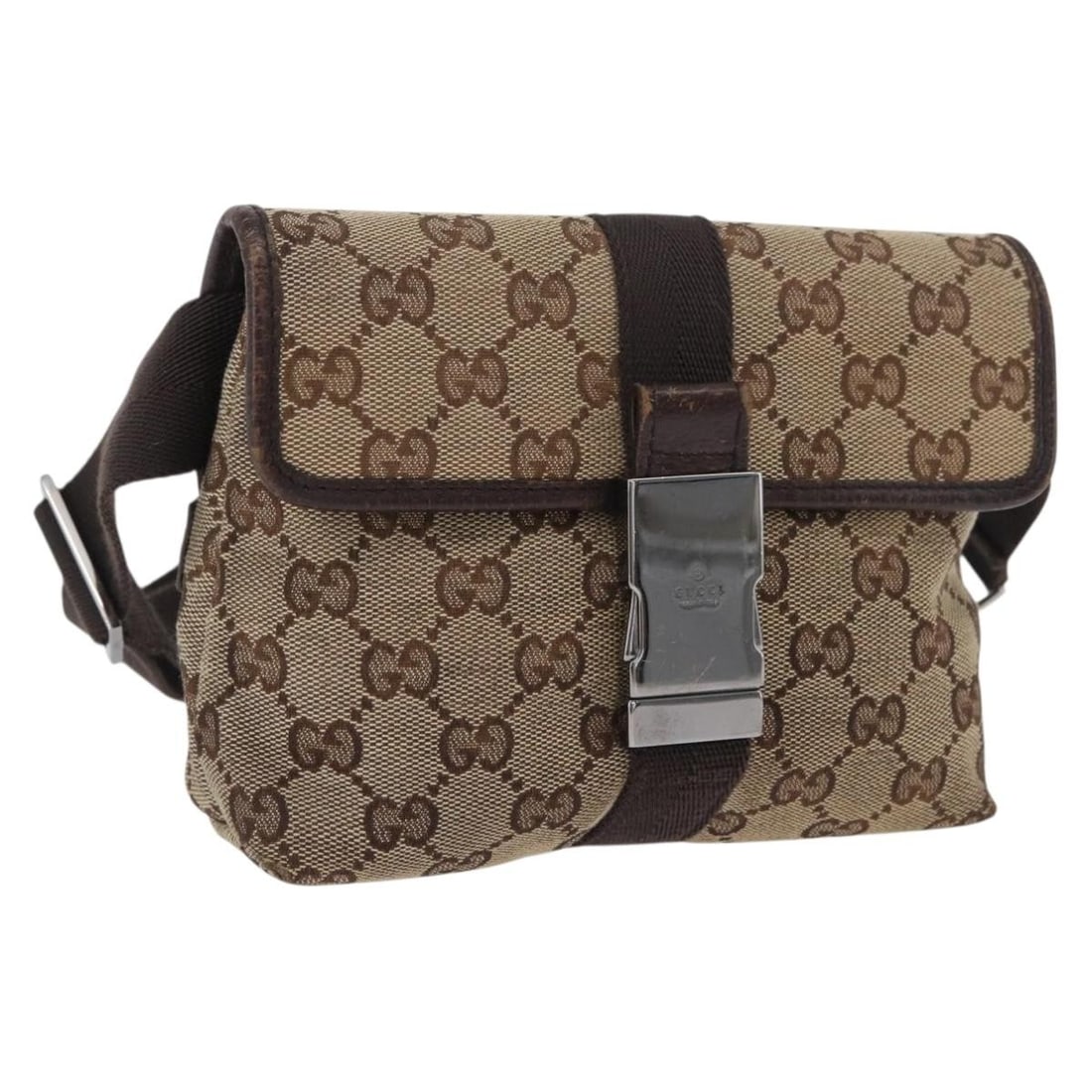 Gucci 131236 GG Canvas Shoulder Bag Beige Silver Tone: Gucci 131236 GG Canvas Shoulder Bag Beige Silver Tone A Gucci shoulder bag in beige and silver GG Canvas, made in Italy. It features a shoulder strap with an approximate drop of 21 to 37 cm and measur