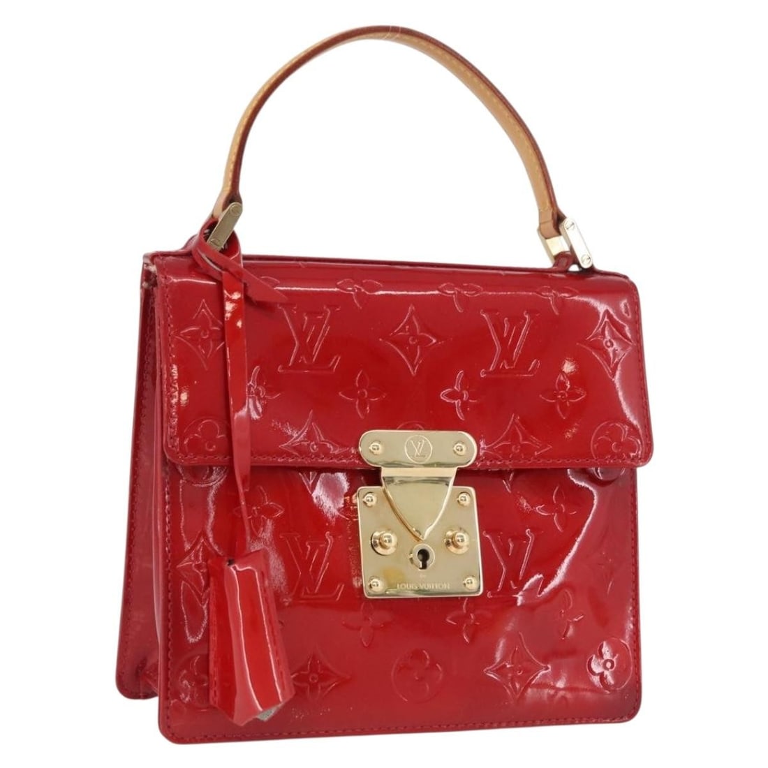 Louis Vuitton Spring Street Red Vernis Patent Leather Handbag M91135 with Keys: Louis Vuitton Spring Street Red Vernis Patent Leather Handbag M91135 with Keys This Louis Vuitton Monogram Vernis Spring Street handbag is crafted from red patent leather and features a compact, struc