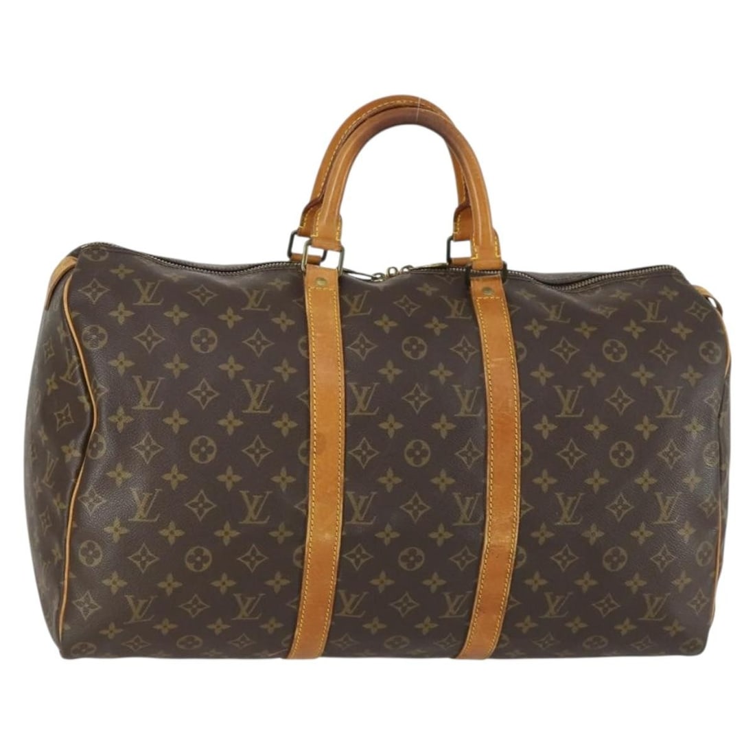 Louis Vuitton Keepall 50 Monogram Canvas Boston Bag M41426: Louis Vuitton Keepall 50 Monogram Canvas Boston Bag M41426 Louis Vuitton Keepall 50 Boston Bag in Monogram Canvas, made in France. This women's bag measures approximately 50 cm wide, 25 cm high, and 2
